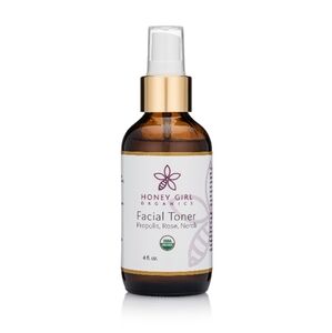 Honey Girl Organics Facial Toner USDA Certified Organic w/ Propolis Rose Neroli